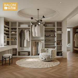 Ensemble de meubles de dressing sur mesure BALOM, style moderne et luxueux, système de rangement modulaire <span class=keywords><strong>en</strong></span> forme de U pour chambre à coucher avec coiffeuse intégrée - Product Image 2