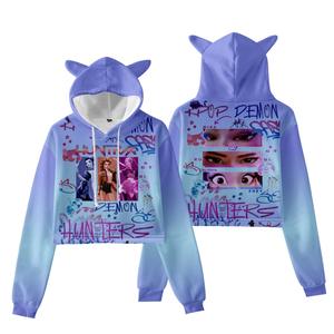 เสื้อฮู้ดลายการ์ตูนน่ารักสไตล์ K-Pop ยอดนิยม พิมพ์ลาย 3 มิติ ลาย Demon Hunters แบบสวมหัว มีหูแมว ผ้าทอเนื้อนุ่ม สวมใส่สบาย - Product Image 2