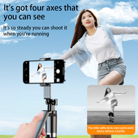 Tongkat Selfie Genggam 180CM 4 Kaki Baru dengan Gimbal Putar dan Lampu LED Ganda untuk Live Streaming Tripod Tongkat Selfie