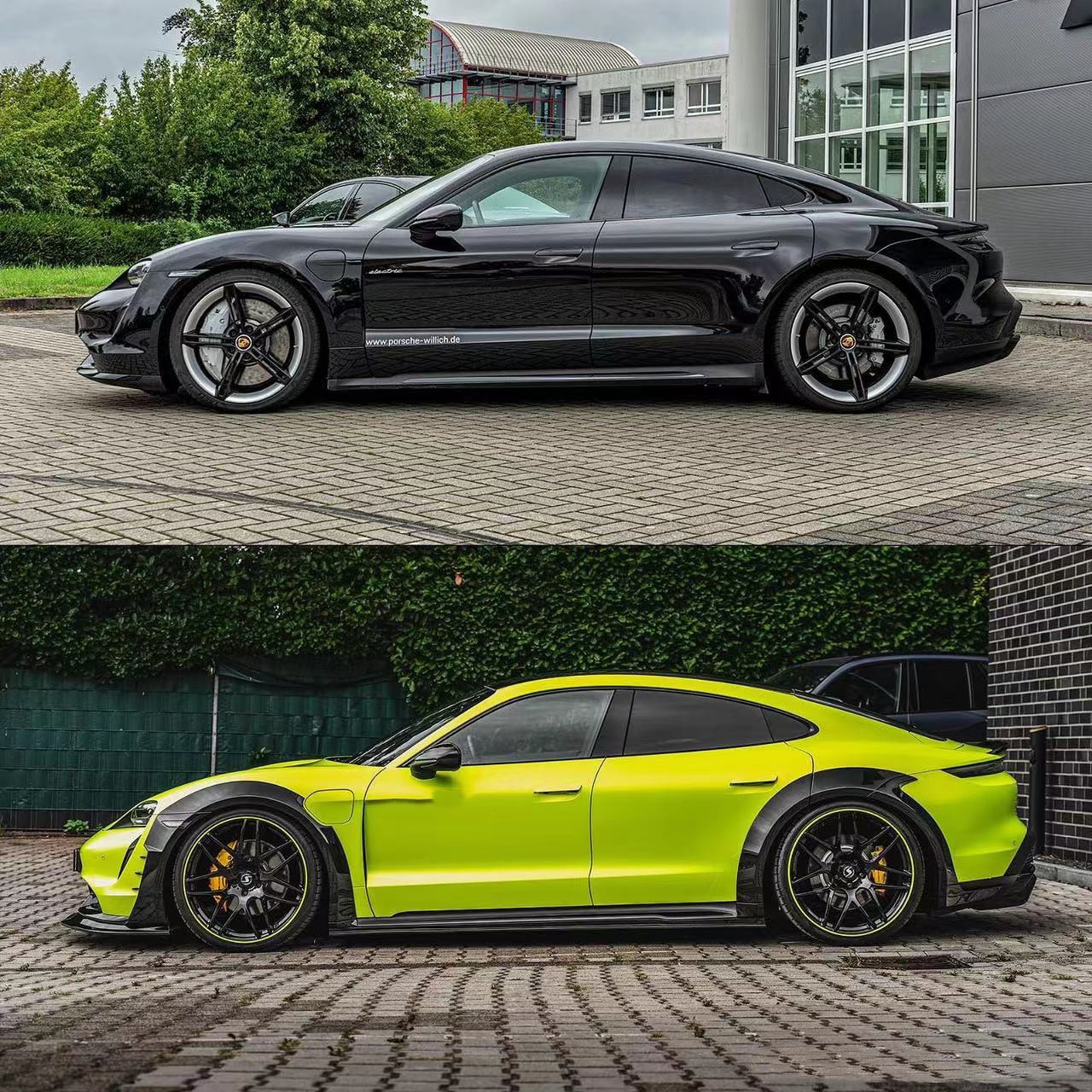 front bumper lip spoiler splitter taycan real carbon fiber