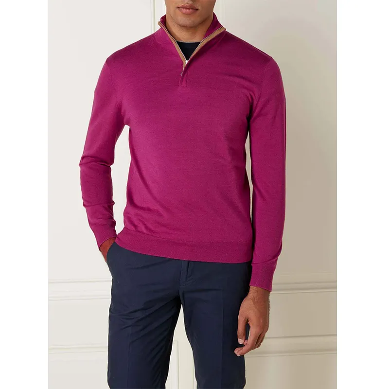 new design neon Pink pastel mens pullover nice premium winter polo neck sweater for men