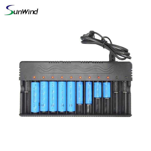 12 Slots Battery Charger 18650 Universal Smart for 3.7v Li-ion Rechargeable Batteries Compatible 18650 26650 14500 16340 18500