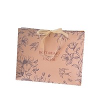 Tas Hadiah Cetak Gaya Inggris dengan Pita, Motif Bunga Elegan, untuk Pakaian, Perhiasan, Kemasan Premium