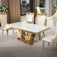 Appartement hôtel maison mobilier contemporain design moderne dessus en marbre table à manger ensemble 6 chaises avec pied en métal
