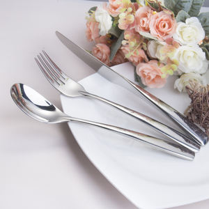 Soporte Logo Impresión Luz Lujo Besteck Tenedor Cuchara Cuchillo Plata Cubiertos Juego para Boda - Product Image 3