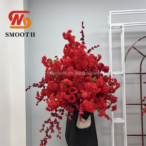 SMOOTH Good Quality Beautiful Wedding <b>Red</b> Rose Flower Balls Silk Cherry Blossoming Artificial Flower <b>Runner</b> - Product Image 2