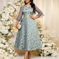 Robe longue décontractée pour femme, nouvelle collection, imprimée, col rond, manches évasées, élégante et noble, idéale pour les soirées.