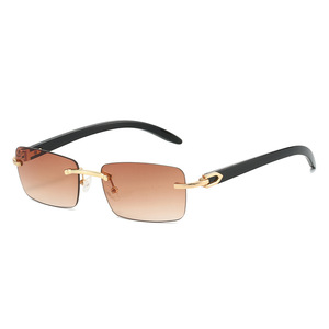 High Quality Custom Ivory Buffalo-Shape Rimless <strong>Sunglasses</strong> for Women Trendy Small Square Fashion Factory Direct <strong>Bulk</strong> Order - Product Image 5