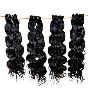 100% vierge naturel noir vague de corps cuticule aligné temple indien Remy Extensions de cheveux lâche vague profonde brut non transformé faisceaux - Product Image 1