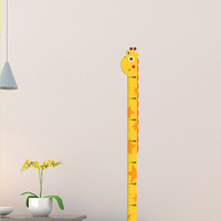 Autocollant mural de mesure de la hauteur de la girafe, règle, décoration de chambre d'enfant, chambre à coucher, dessin animé, auto-adhésif, imperméable, en PVC