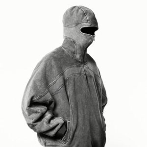 Sudadera con capucha deportiva de calle con logotipo personalizado ropa bordada 500gsm algodón polar Puff estampado Beige sudaderas con capucha y sudaderas de mezclilla para hombre - Product Image 5