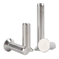 Rivets solides à tête fraisée en acier inoxydable 304, finition brillante, classe 4.8 6.8, fixation métallique à tête plate pour la décoration de bâtiments et l'automobile