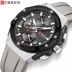 CURREN 8462 <span class=keywords><strong>Orologi</strong></span> al Quarzo Sportivi da <span class=keywords><strong>Uomo</strong></span> con Calendario e Design Elegante, Cinturino <span class=keywords><strong>in</strong></span> Silicone Quadrato <span class=keywords><strong>in</strong></span> <span class=keywords><strong>Offerta</strong></span> - Cassa Moderna e Alla Moda con Motivo Cartoon - Product Image 3
