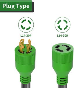 4プロング30アンプ25フィート発電機延長コードNEMA L14-30P/L14-30R 125/250V最大7500W 10ゲージSJTW発電機コード - Product Image 2