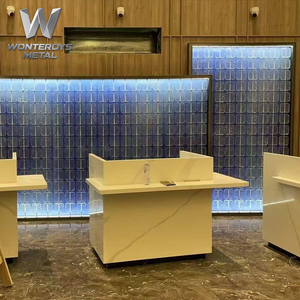 <span class=keywords><strong>Paravent</strong></span> en verre artistique découpé au laser en acier inoxydable 304 <span class=keywords><strong>de</strong></span> luxe moderne personnalisé pour hôtels, villas, restaurants, salons - Product Image 6