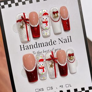 TSZS Faux ongles à presser faits main de haute qualité sur le thème de Noël, motif sapins de Noël, flocons de neige et clochettes, pour les fêtes d'<span class=keywords><strong>hiver</strong></span>, réutilisables - Product Image 6