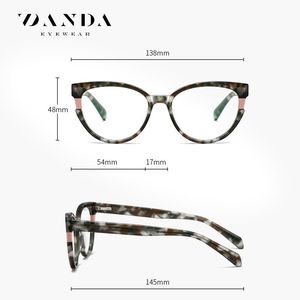 แว่นตา Danda รุ่น F22106 ทรงวงรี กรอบอะซิเตทเต็มกรอบ เลนส์กรองแสงสีฟ้า แบบไม่มีค่าสายตา สำหรับทุกเพศ สไตล์เรโทร - Product Image 5