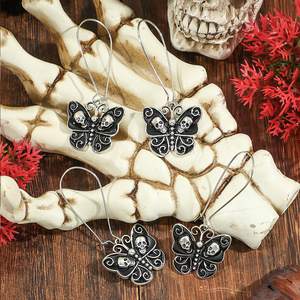 Boucles d'oreilles pendantes papillon en alliage plaqué argent antique, style punk, bijoux de fête pour femmes - Product Image 3