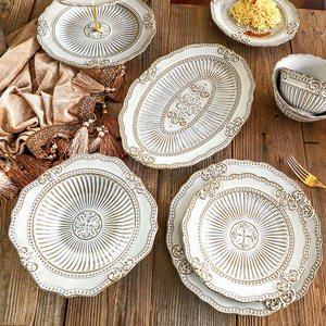 Fabricant chinois d'assiettes en céramique, 50 pièces, style européen, peintes à la main, écologiques, assiettes de cuisine et à soupe - Product Image 3