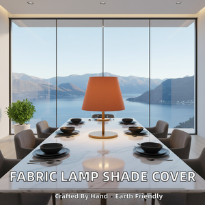 Pantalla de Lámpara Moderna Hecha a Mano de Tela de Lino Naranja para Interiores, Venta al por Mayor - Product Image 4