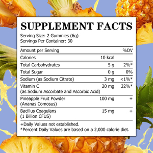 Gummies Probiotiques Équilibre Féminin en Gros pour Femmes avec Poudre de Fruit d'Ananas et Vitamine C pour Soutenir la Flore Vaginale - Gummies à Base de Plantes - Product Image 2