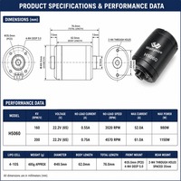 Moteur sans balais étanche IP68 Waillynice H5060 160KV 200KV 22.2V 4-10S 1150W pour propulseur sous-marin ROV