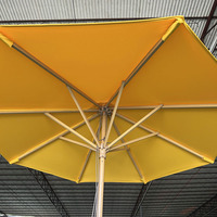 Parasol de marché personnalisé imprimé, imperméable, jaune, avec système de poulie pour événements promotionnels et décoration commerciale