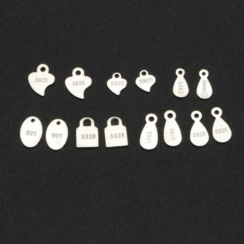 WHOLESALE BULK PRICE 925 Sterling Silver logo plate,lock,heart charm JEWELRY HANDMADE DIY Accessories silver color