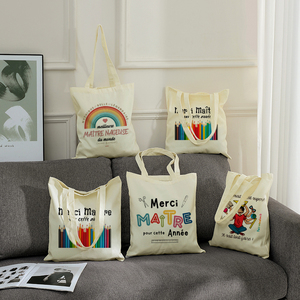 Bolso de hombro personalizado de lona con diseño de agradecimiento a los profesores de <span class=keywords><strong>Francia</strong></span>, bolso de compras reutilizable para mujer, para viajes - Product Image 1
