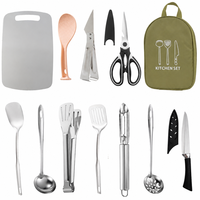 Sac de rangement pour ustensiles de cuisine de camping en plein air, organisateur portable pour pique-nique en kaki
