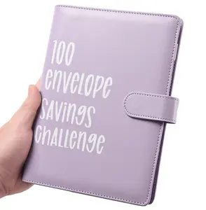 100 Envelopes Money Saving Challenge Binder with Reusable Laminated Tracker Budget Book with Cash Envelopes