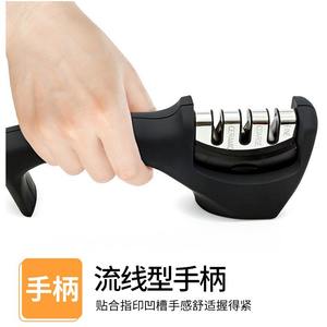 Afilador de cuchillos de cocina portátil, 3 secciones, varilla de cerámica de carburo de tungsteno, manual, multi-grano, acero inoxidable, para uso doméstico - Product Image 4