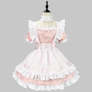 Classic Black And White Maid Costume Cosplay Outfit For Anime Role Play Game Dress With Ruffles And Bow Detailing - Product Image 2