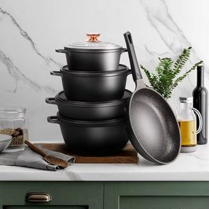 Juego de Utensilios de Cocina Clásico Ecológico de 18 Piezas con Sartén, Ollas para Salsas, Sartenes <span class=keywords><strong>y</strong></span> Cacerola - Duradero, Antiadherente <span class=keywords><strong>y</strong></span> Apto para <span class=keywords><strong>Horno</strong></span> - Product Image 6
