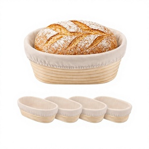 Oval Rattan <b>Bread</b> Fermentation <b>Basket</b> Set Sourdough Proofing <b>Basket</b> with Cloth Liner Reusable Baking Tools for Home Bakers - Product Image 1
