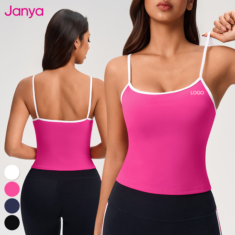 Janya New Arrival Automated Cutting Gym Tops Breathable Tight Fit Color Blocking Four-Way Stretch Quick-Dry Sports Yoga Tank Top