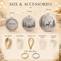 Ornements de Noël personnalisés en gros, en acier inoxydable 304, avec nom et année gravés, cadeau de vacances, décoration suspendue, OEM