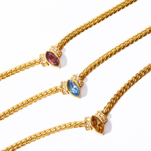 Oeil de Cheval en Acier Inoxydable Zircon Collier Os de Serpent Chaîne de Base Fashion Light Luxury Clavicule <span class=keywords><strong>Chain</strong></span> <span class=keywords><strong>Name</strong></span> Necklace