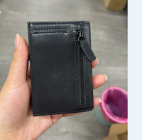 Tempat kartu kulit Pu magnetis pemblokir RFID dompet penyimpan kartu Visa Bank serat karbon dengan Magnet logam aluminium Bo grosir