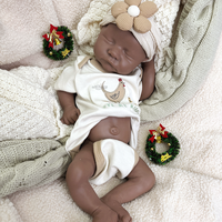 Bébé garçon africain non peint, en silicone souple, 18 pouces, entièrement en silicone solide, yeux fermés, lavable, nouveau-né noir