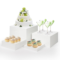 Présentoir de nourriture de buffet de colonne montante de nourriture en acrylique blanc boîte de présentation de cube de colonne montante de dessert de nidification pour la fête de mariage