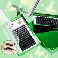 Produsen Tray Bulu Mata Velvet Lembut Seperti Krim, Warna Hitam Matte, Bahan Sutra Kasmir, Model Kipas, Ekstensi Bulu Mata Individual Volume Rusia