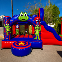 Château gonflable commercial avec toboggan et aire de saut pour enfants, idéal pour les fêtes en extérieur et la location événementielle