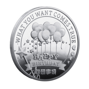 Moneta Commemorativa in Metallo a Tema <span class=keywords><strong>Compleanno</strong></span> con Torta e Palloncino, Souvenir 'Desiderio Realizzato' - Product Image 6
