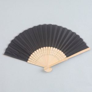 Abanico Plegable de Mano Negro, Tela de Seda Sintética, Estilo Arte Folclórico de Bambú Pintado, Recuerdos para Bodas, Regalos para Baby Shower, Bolsas de Regalo - Product Image 2