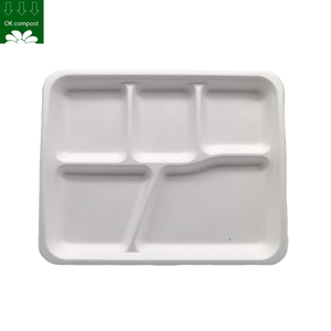Bagasse de canne à sucre compostable biodégradable personnalisée conteneur de <span class=keywords><strong>repas</strong></span> à 5 <span class=keywords><strong>compartiments</strong></span> boîte d'emballage Bento <span class=keywords><strong>plateau</strong></span> de bagasse avec couvercle - Product Image 3