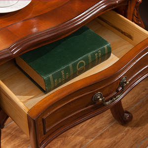 Tavolino d'<span class=keywords><strong>Angolo</strong></span> in Legno Stile Antico Americano con Cassetto Portaoggetti Q263 - Product Image 4