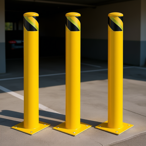 Poste de Acero con Recubrimiento en Polvo Amarillo de 48 Pulgadas, Barrera de Estacionamiento, Barrera de Tráfico para Garajes y Áreas de Seguridad - Product Image 2