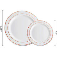 Assiettes jetables en plastique robustes de 6, 7,5, 9 et 10,25 pouces, couleur or, qualité alimentaire PS, motif rose, pour fêtes, 25 pièces par lot