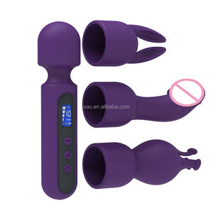 SacKnove LCD Display Handheld Purple USB <span class=keywords><strong>Multi</strong></span> <span class=keywords><strong>Speed</strong></span> Silicone Dildo Thrust <span class=keywords><strong>Mini</strong></span> AV Wand Masajeador Vibrador de mujer con tocados - Product Image 3